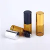 100 stuk/partij 3ML Essentiële Olie Flessen Amber Glazen Fles Roll On Hervulbare Parfum Reizen Mini Lege Cosmetische Container fuqiu