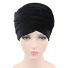 Roupas étnicas luxuosas plissadas de veludo turbante mágico hijab envoltório de cabeça tubo extra longo envoltório de cabeça cachecol gravata
