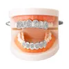 Hip Hop full zircon letters vampire Fangs braces Dental Teeth Grillz Gold Grills Teeth Set Designer Shinny Six 6 Top Tooth Six 6 Bottom Halloween jewelry 1307