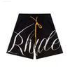 Pantalones cortos para hombre RHUDE TRACK American Quarter Shorts Verano para hombre Baloncesto suelto Deportes Pantalones negros Mujer FOG