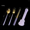 Dinnerware Sets 3/4Pcs Cutlery Set Fork Spoon Chopsticks 304 Stainless Steel Children Adult Portable Travel Flatware Guitar Box