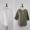 Kadınlar bluz gömlek ceket moda rahat o-boyun gevşek fit vintage kadınlar en iyi günlük giysi yaz dış giyim büyük ceket