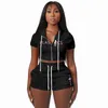 Survêtements pour femmes 2023 INS Hoodies Set Young Daily Casual ShirtShort Hooded Short Sleeve Pants Slim Women Two-Piece