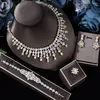 Necklace Earrings Set Ingenious DZ-372 Luxury Geometric 4PCS UAE Jewelry For Women Wedding Party Zircon African DUBAI Bridal