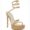 Crystal Shoe Sandals Osobiste kobiety skórzane platforma Gold Party Buty mody komfort okrągłe obcasy SANDA C B S