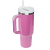 Copo de brilho de sublimação de 40 onças com alça de aço inoxidável caneca de cerveja de grande capacidade caneca de viagem isolada para manter as bebidas frias caneca de café de viagem arco-íris com brilho