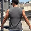 Mannen Tank Tops Heren Top Gebreide Sport Slim Fit Vest Zomer Fshion O-hals Trui Mouwloze Mannelijke T-shirt Effen Ademend Fitness Tees