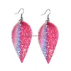 Charm Fashion Sequins Paillette Glitter Leaf Pu Leather Earrings For Women Bling Brinco Ear Oval Colorf Designer Jewelry Christmas D Dhbsr