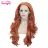 Kant Pruiken Imstyle Klatergoud Synthetische Front Pruik Gember Blond Oranje Lang Golvend Glitter Voor Vrouwen Party Cosplay 230609