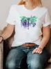 여자 T 셔츠 패션 O- 넥 티 탑 짧은 슬리브 여성 그래픽 티셔츠 만화 나비 트렌드 귀여운 여름 옷 의류 프린트 셔츠