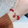 Charm armband rose sis kinesisk stil fjäril pärla röd agat tjurfäktning lång livslås pärlor armband för kvinnor vänskap