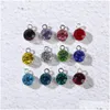 부지 당 10pcs Sier Crystal Birthstone Charm Beads 팔찌 목걸이 보석 DIY 스테인레스 스틸 드롭 배달 결과 DHEG7