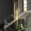 Żyrandole lampa wisiorka LED sztuka żyrandol światło nowoczesne aluminiowe rurkę schodowe na poddaszu żywe jadalnia dekoracje wiszące światła Luminaire