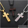 Pendant Necklaces Fashion Cross Pendants Sporting Baseball Golden Color Christ Jesus Stainless Steel Necklace Religious Jewelry Drop Dhl3D