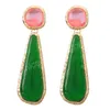 Mode métal vert résine géométrique boucles d'oreilles femmes exagéré Vintage Dangle boucles d'oreilles Banquet bijoux accessoires