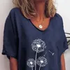 Dames T Shirts 2023 Dames Katoen Linnen Bloemen T-shirt Jonge Dames Casual Zomer V-hals Trui Korte Mouw Tuniek Tops Voor Vrouwen Vrouwelijke