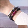 Bärade 8mm designer lava rock pärlor charms armband eterisk olja diffusor elastisk natursten för män tiger ögon chakra mode dr dhslw