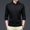 Mens Polos YMWMHU Fashion Solid Polo Shirt Men Korean kläder Långärmad avslappnad Fit Slim Man Button Collar Tops 230609