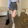Röcke Harajuku Koreanische Mode Hohe Taille Grau Mini Rock Frauen Sommer Mädchen Y2k EINE Linie Paket Hüfte Retro Blazer Streetwear