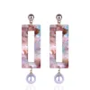 Boucles d'oreilles pendantes LUBOV coloré Rectangle résine pierre Imitation perle blanche pendentif métal alliage femmes goutte bijoux 2023