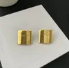 Designer Brand Square Gold Big Ear Stud Fashion Earrings For Women High Q uality Vintage Luxury Jewelry Trend Party Runway