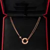 Fashion Womens Design Necklace Annulus Europe America Rose Gold 18K Gold Plated Stainless Steel Necklaces Choker Chain Letter Pend300t