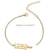 Chaîne Minimalisme Nombre Bracelet Pour Hommes Femmes Bijoux À La Main Personnalisé Dates Spéciales Année De Naissance Bracelets Vieil Anglais Brithday Dro Dhcbv