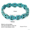 Chain Fashion Round Turquoise Skl Peace Charm Bracelets Strand Natural Stone For Women Men Brand Jewelry Wholesale Drop Delivery Dhinc