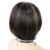 Perruque Bob synthétique courte avec frange pour les femmes Mélanger les perruques brunes Faits saillants Coiffures Mignon Bobs Coupe de cheveux Maman Perruque Lady Hairfactory