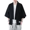 Mäns casual skjortor M-5xl kinesisk stil män skjorta fast färg retro hanfu halva ärm plus storlek 2023 vintage kragefritt mens kimono 4xl