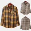 Men's Casual Shirts Tee Men Womens Long Sleeve Shirt For Male Autumn Plaid Print Turn Scrub Soft Top