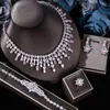 Necklace Earrings Set Ingenious DZ-372 Luxury Geometric 4PCS UAE Jewelry For Women Wedding Party Zircon African DUBAI Bridal