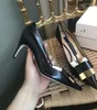 Sukienka buty kobieta metalowe pompki klamry spiczaste palce glitter srebrne biuro Mujer Bombas Stiletto Wysokie obcasy dla kobiet plus size 34-43