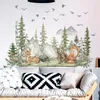 Switch Stickers Large Forest Animals Deer Bear Wall for Kids Rooms Nursery Decals Boys Room decoration Cartoon Trees Mural 230609