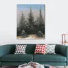 Handcrafted Canvas Artwork Landscape Fir Trees in The Snow by Caspar David Friedrich Painting for Bathroom Contemporary