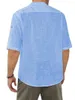 Mannen Casual Shirts WangsCanis Camicia Da Uomo Con Bottoni A Collo Rotondo T-shirt Tinta Unita Maniche Corte Bianco M