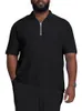 Heren Polo Plussize Zomer Korte Mouw Polo Shirt Effen Kleur Kraag Rits Mannen Casual Streetwear Mannelijke Tops 230609