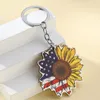 Wood Independent Day American Flag Butterfly Eagle Key Pendant Car Keychain Hanging Ornament Bag Pendant