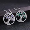 Hänge halsband Fashion Tree of Life Women Necklace Creative Purple Zircon Plant Mönster ihåliga runda smycken