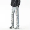 Jeans pour hommes High Street Fashion Brand Ripped Straight Slim Pants Bottom Zippered Split Pantalons pour hommes