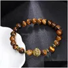 Beaded 8Mm Tiger Eye Beads Bracelet Fashion Jewelry Wholesale Natural Stone With Buddha Charm Men Bracelets Bangle Drop Delivery Dh7Zo