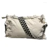 Avondtassen Strandcanvas Fringe met geborduurde riem Dames Pool Tote voor zomer Cross-body portemonnee