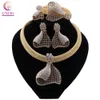 Wedding Jewelry Sets CYNTHIA Luxury Nigerian Dubai Jewelry Sets For Women Wedding Bridal Gold Color Necklace Earrings Bracelet Ring Sets 230609