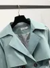 Trench da donna Heliar Cappotto lungo da donna Moda Giacca a vento doppiopetto antivento con cintura verde invernale