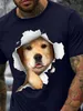 Herren-T-Shirt, cooles Tier-Hund-Grafikdruck, Rundhalsausschnitt, Heißprägung, Straße, Urlaub, kurze Ärmel, Aufdruck, Kleidung, Bekleidung, Designer, Basic, modern, zeitgenössisch