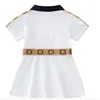 Designers Baby Girls Dresses Fashion Toddler Baby Turn-Down Collar Dress Cotton Children Clothes Stripe Princess Skirts Summer Kids Girl Clothing