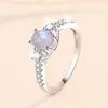 S925 Sterling Silver Women's Wedding Rings Aubao Opal Stone Natural Zirkon Ei -vormige edelsteen sieraden Fabriek Groothandel handwerk