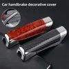 New Universal Car HandBrake Protector Carbon Fiber / Mahogany Cover Hand Brake Handle Anti-slip Sleeves Auto Interior Accessories