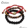 Beaded New Fashion Jewelry 3 Piece/Set Buddha Chakra Bracelet For Women 6Mm Tigereye 8Mm Black Stone Bead Charm Yoga Wholesaler Drop Dhluf