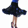 Stage Wear Vrouwen Danskostuum Rode Bloem Ballroom Flamenco Standaard Jurk Zwart Waltz Party Smooth Swing Moderne Rokken